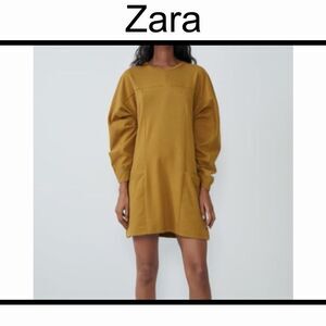 Zara Cotton Sweater Dress With Pockets Honey Brown Women’s Medium Lagenlook